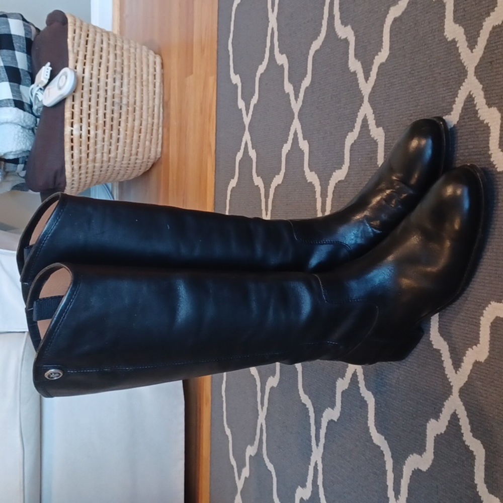 Frye Melissa Button Tall Black Leather Riding Boots Womens 7.5